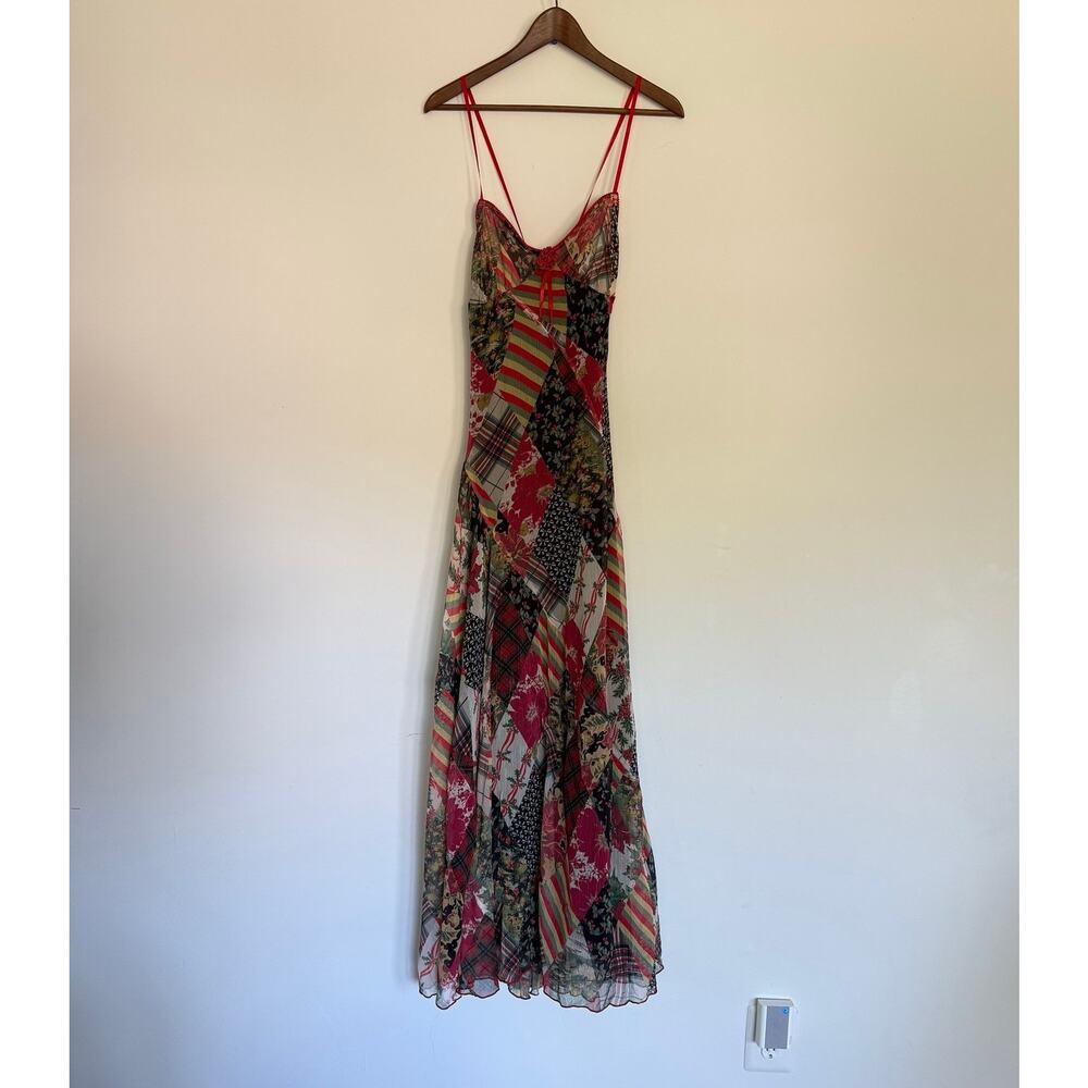 Free People Tis The Season Printed Patchwork Plaid Mistletoe Maxi Dress 6 - Picture 4 of 8